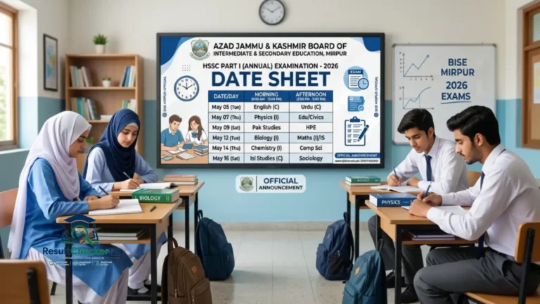 AJK BISE HSSC Part I Date Sheet 2026