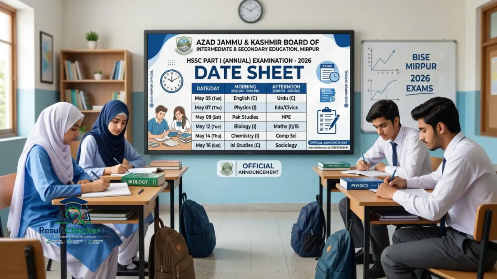 AJK BISE HSSC Part I Date Sheet 2026