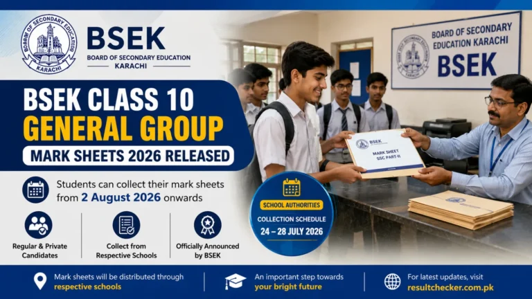 BSEK Class 10 General Group mark sheet 2026
