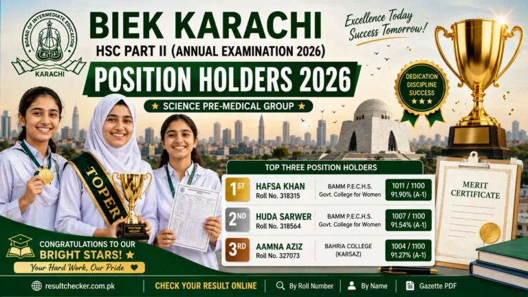 BIEK Karachi HSC Part II Position Holders 2026