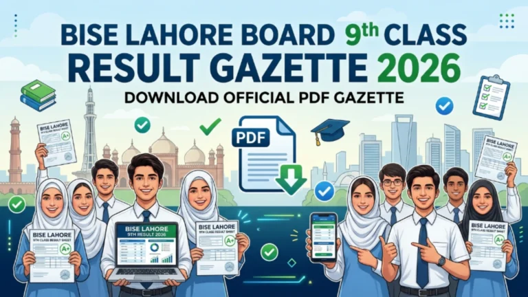 BISE Lahore Board 9th Class Result Gazette 2026