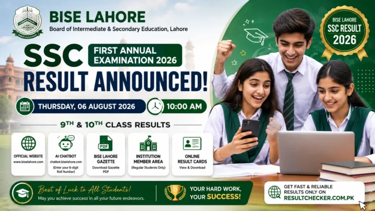 BISE Lahore Board SSC First Annual Examination 2026 Result